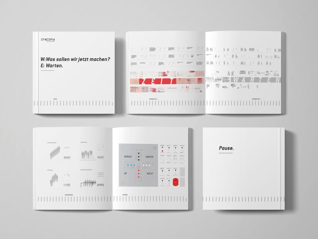 Buchgestaltung, Editorial Design - Drei Bücher wurden zu den Themen - Zeit, Warten und Syncopia - gestaltet
Grafikdesign Corporate design Logo