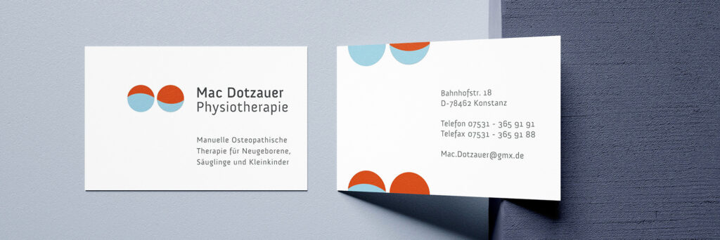 Mac Dotzauer, Praxis für Physiotherapie, Manuelle Osteopathie, CI und Beschilderung, Design, Corporate Design, Grafikdesign