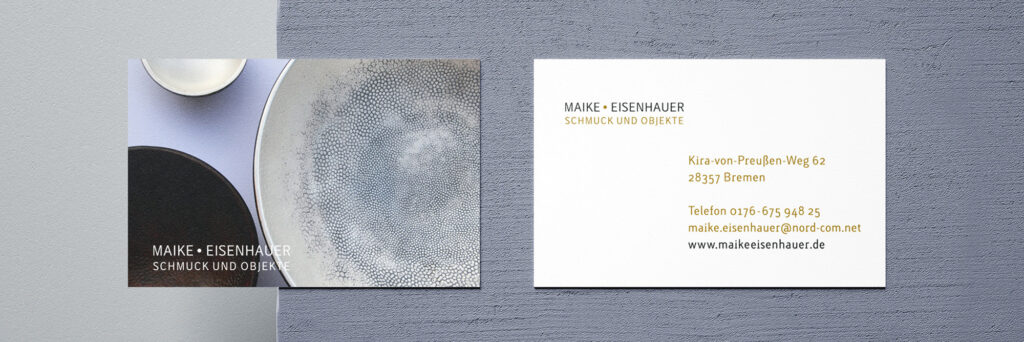 Maike Eisenhauer, Schmuck und Objekte, Logogestaltung, Postkarten, Geschäftsausstattung und Webdesign Logo Grafikdesign Design