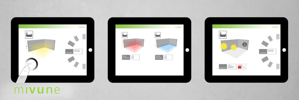 User Interface design Mivune smart Home Homeautomation GUI infografik